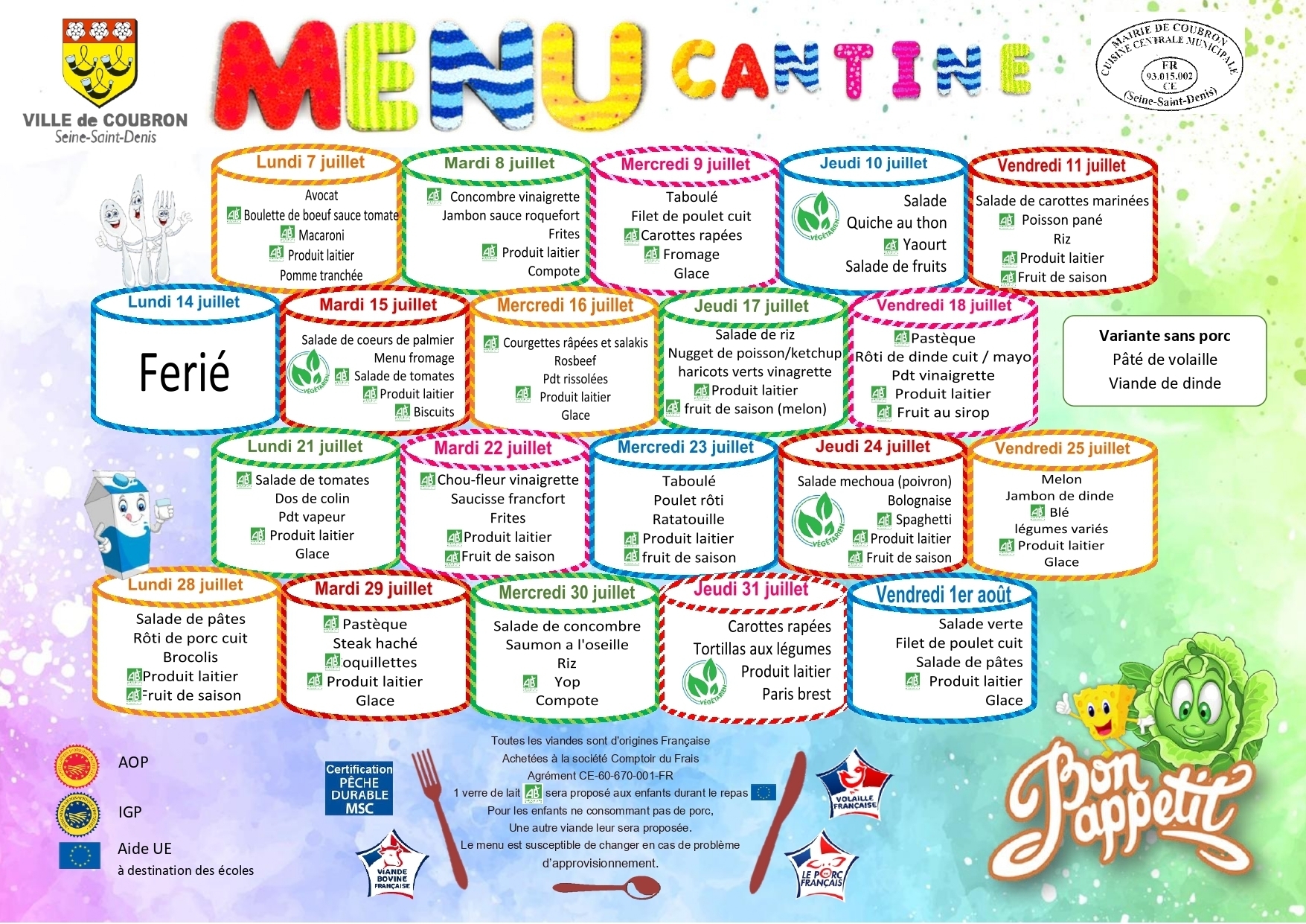 Menu juillet 2025