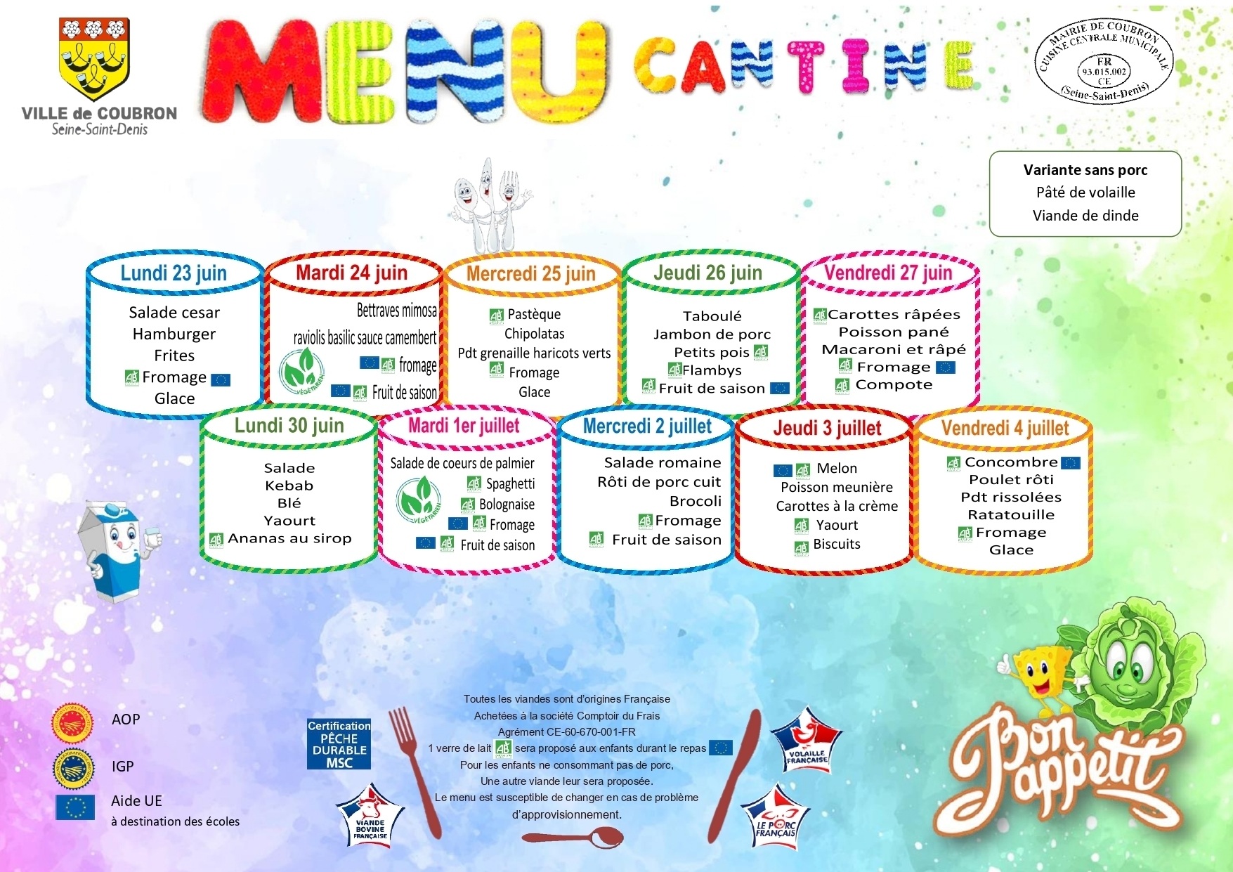 Menu Juin/Juillet