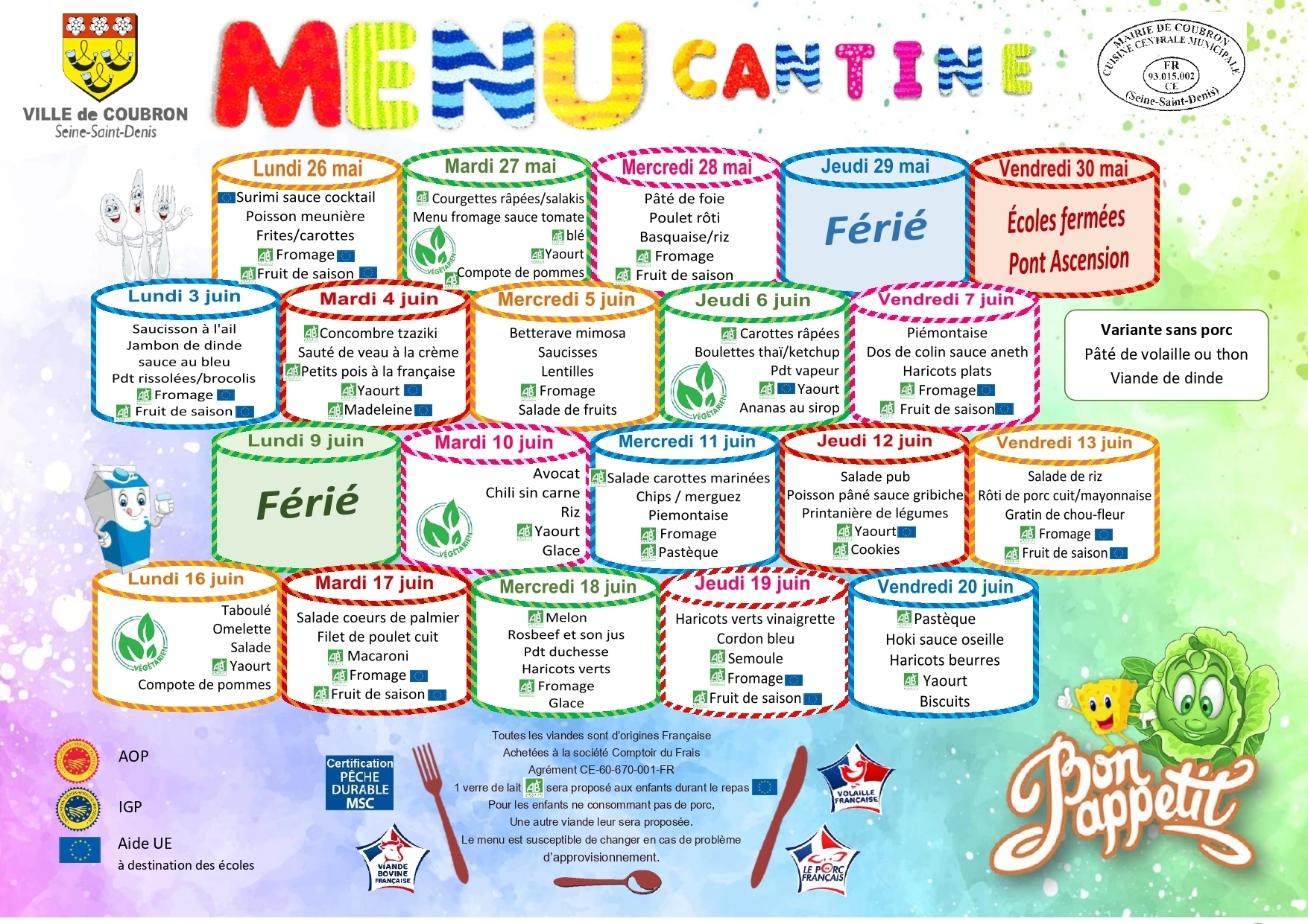 MENU MAI - JUIN